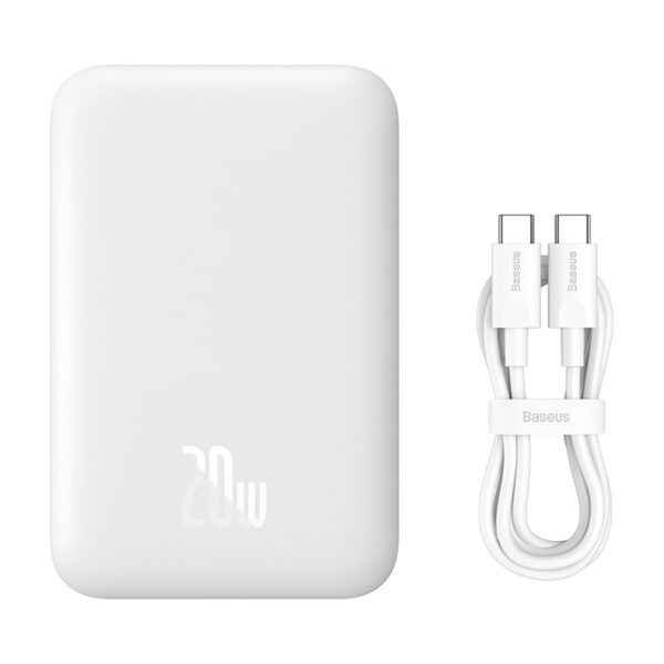 Baseus Magnetic Mini Air PPCXM06A 6000mAh 20W Power Bank with Simple Series USB-C Cable - Whiteeng
