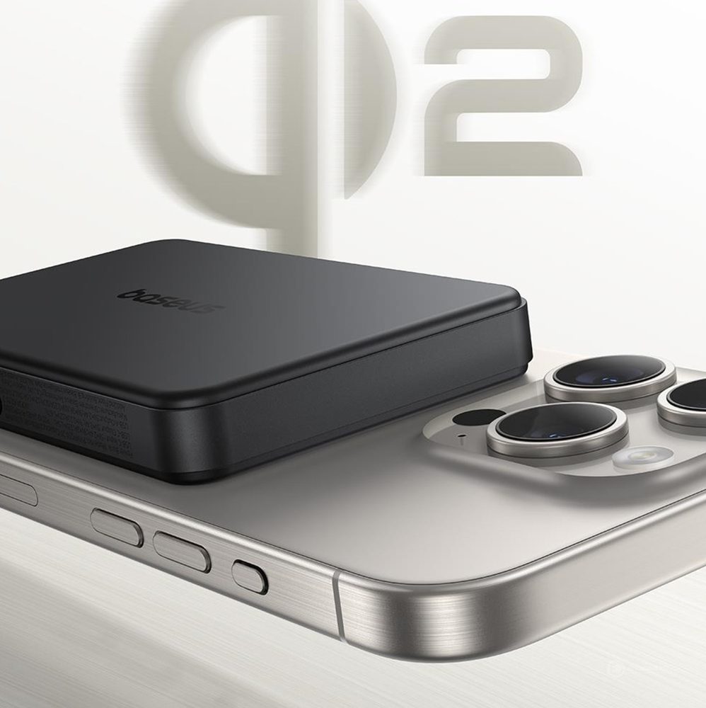 Baseus Airpow II 10000mAh Qi2 Power Bank with MagSafe 22.5W with Baseus Simple Series USB-C Cable - USB-C 20V/3A (30cm) - Blackeng