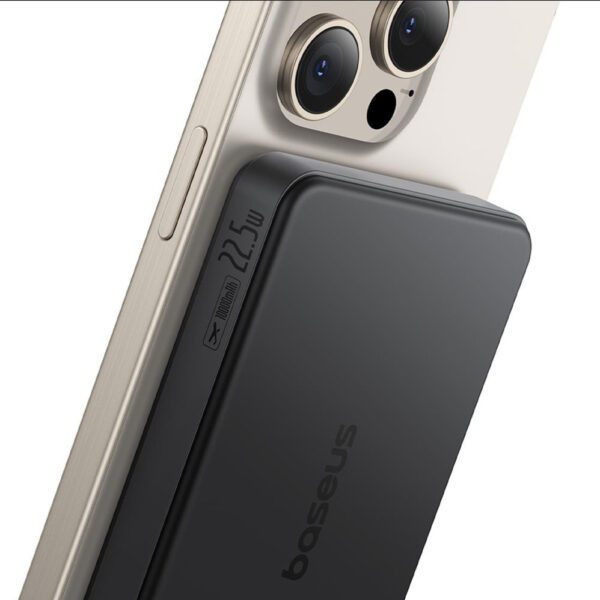 Baseus Airpow II 10000mAh Qi2 Power Bank with MagSafe 22.5W with Baseus Simple Series USB-C Cable - USB-C 20V/3A (30cm) - Blackeng