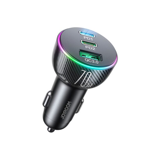 201931_14 Joyroom car charger 70W with 3 ports: USB, 2 x USB C black (JR-CL26)eng
