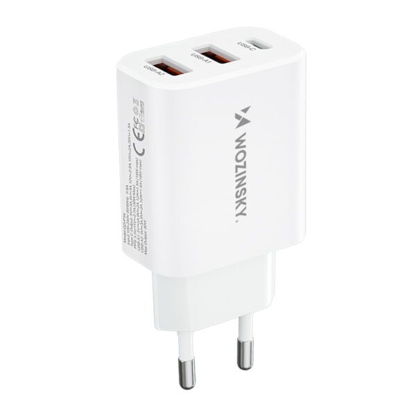 Wozinsky CWCUCW 30W USB-C / 2 x USB-A Wall Charger - Whiteeng
