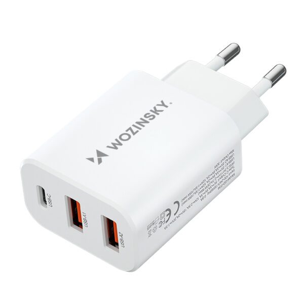 Wozinsky CWCUCW 30W USB-C / 2 x USB-A Wall Charger - Whiteeng