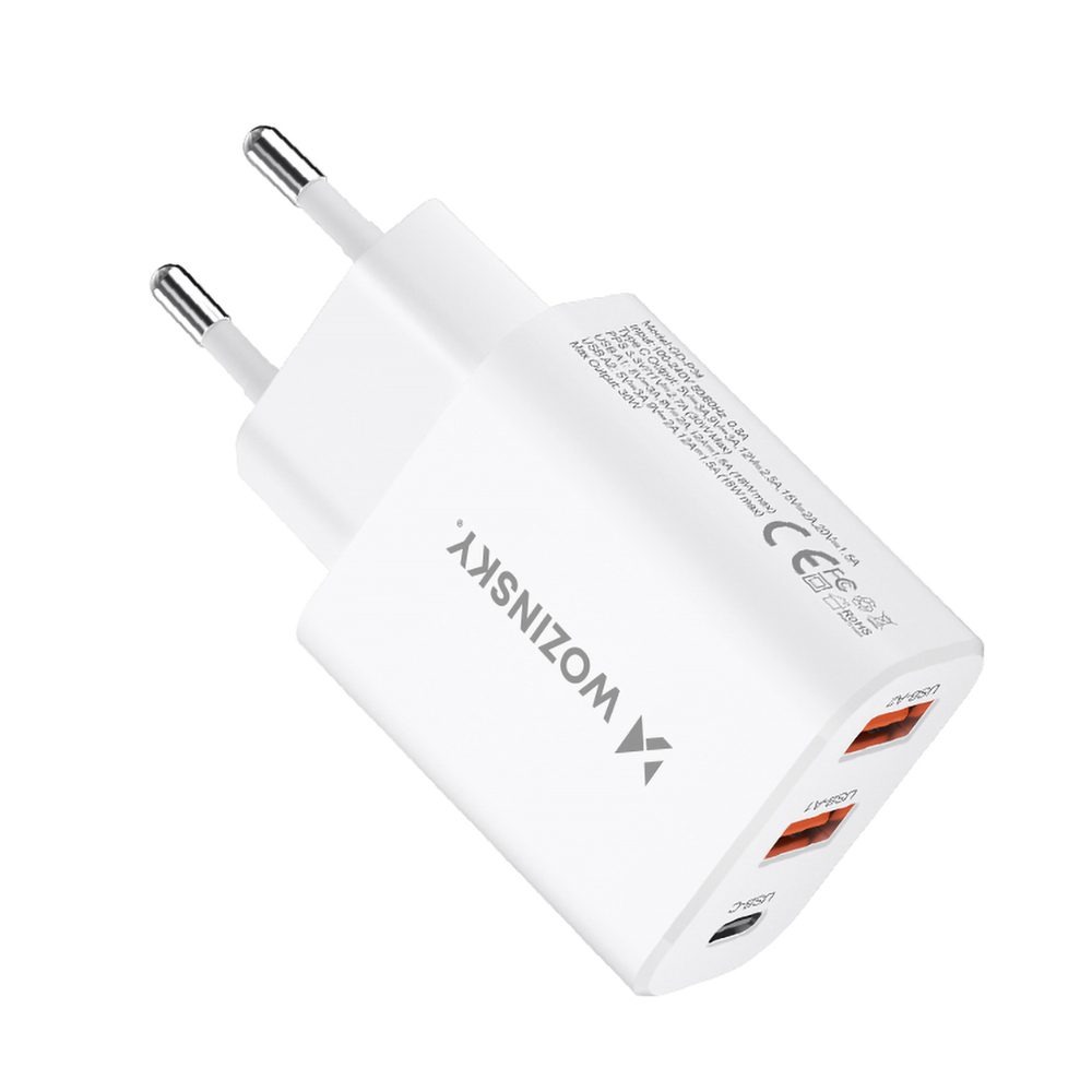 Wozinsky CWCUCW 30W USB-C / 2 x USB-A Wall Charger - Whiteeng