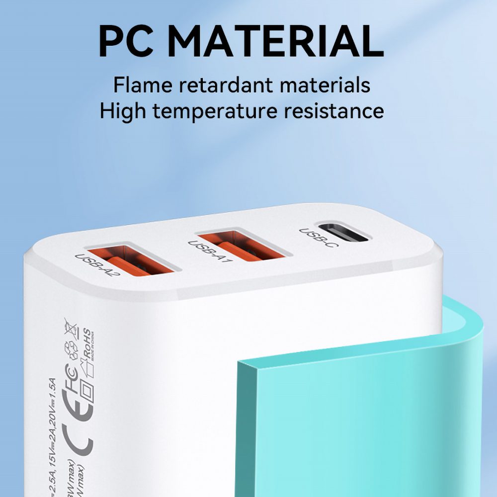 Wozinsky CWCUCW 30W USB-C / 2 x USB-A Wall Charger - Whiteeng