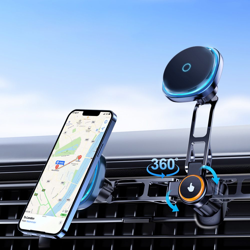 202079_3 Wozinsky WCT5-6S2Y Car Holder with Qi/MagSafe 15W Wireless Charger and Air Vent Fan - Blackeng