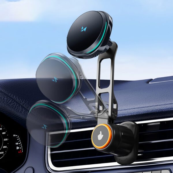 202079_4 Wozinsky WCT5-6S2Y Car Holder with Qi/MagSafe 15W Wireless Charger and Air Vent Fan - Blackeng