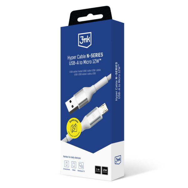 202364_5 3mk Hyper Cable N-SERIES USB-A / MicroUSB 1m 5V/2.4A 12W / whiteeng