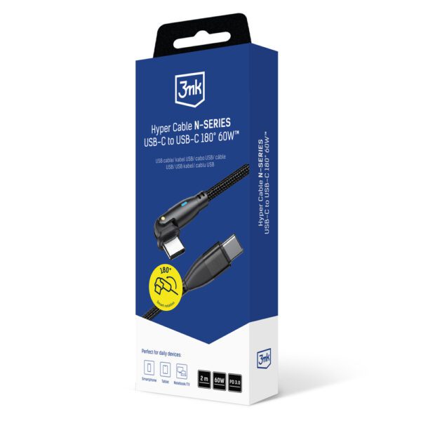 202371_6 3mk Hyper Cable 3mk Hyper Cable N-SERIES USB-C / USB-C 2m 20V/3A 60W / blackeng