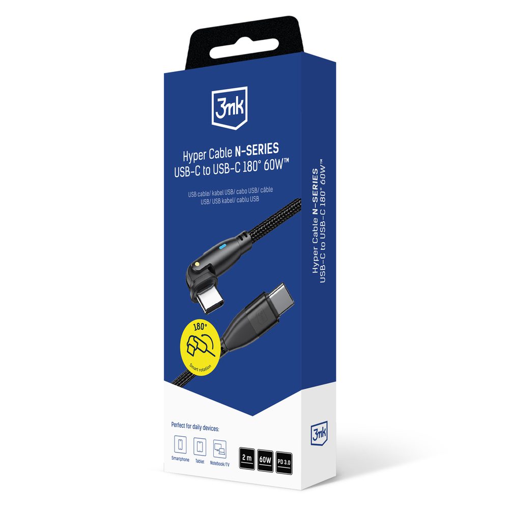 202371_6 3mk Hyper Cable 3mk Hyper Cable N-SERIES USB-C / USB-C 2m 20V/3A 60W / blackeng