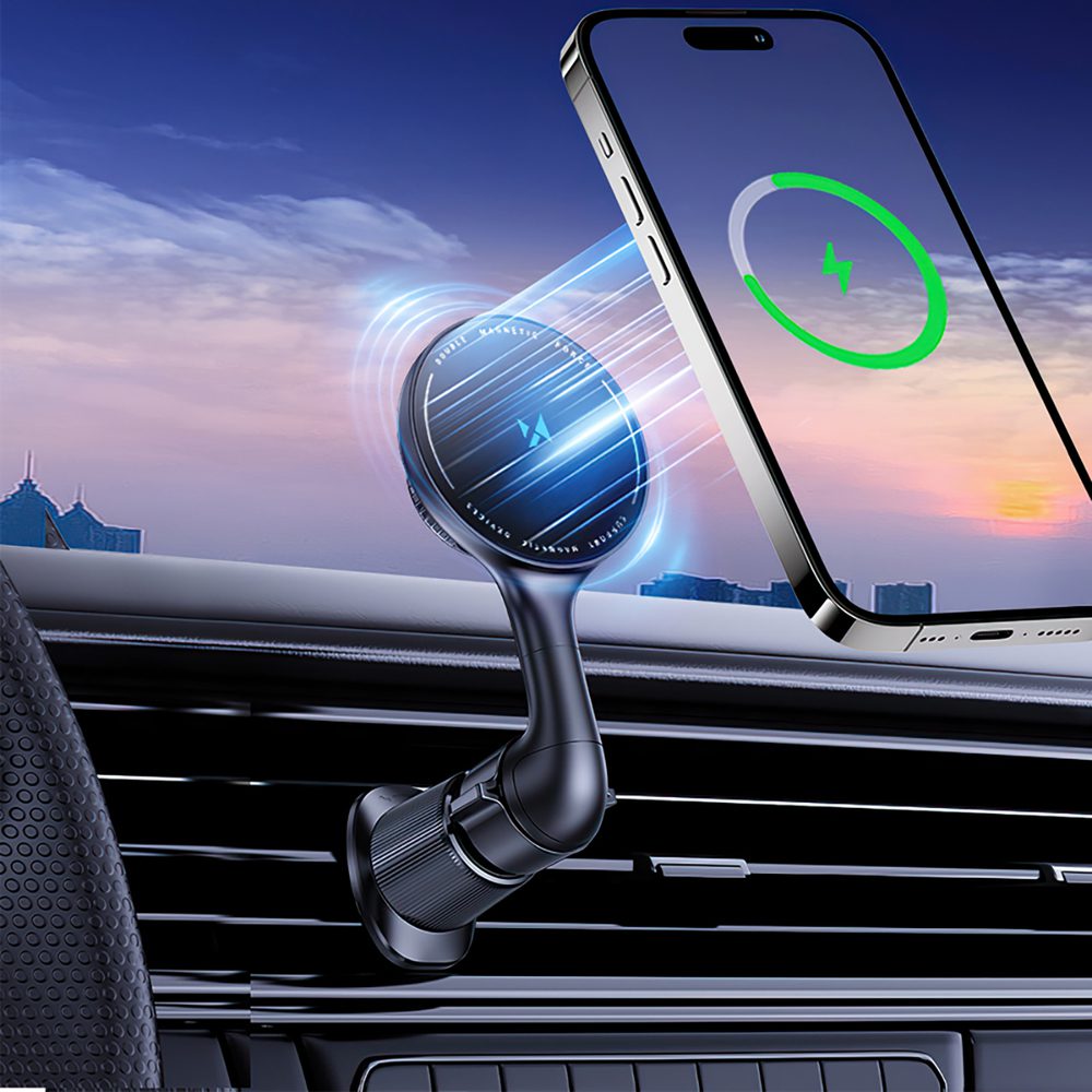 202932_4 Wozinsky WCT5-6S4Y Car Holder with Qi/MagSafe 15W Inductive Charger for Air Vent - Blackeng
