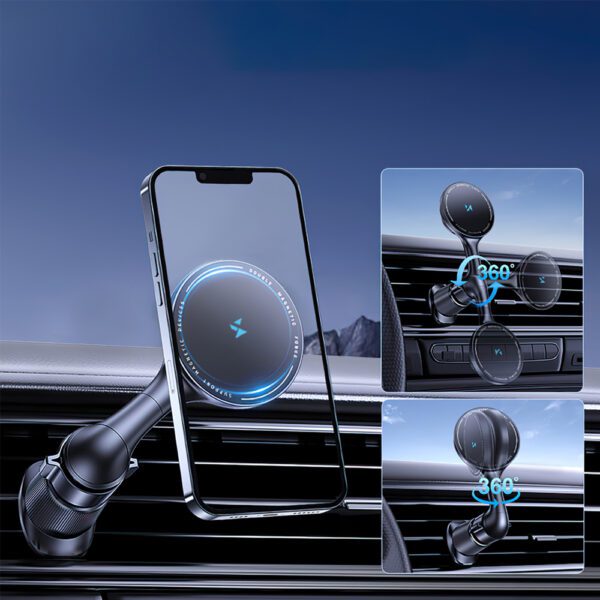 202932_6 Wozinsky WCT5-6S4Y Car Holder with Qi/MagSafe 15W Inductive Charger for Air Vent - Blackeng