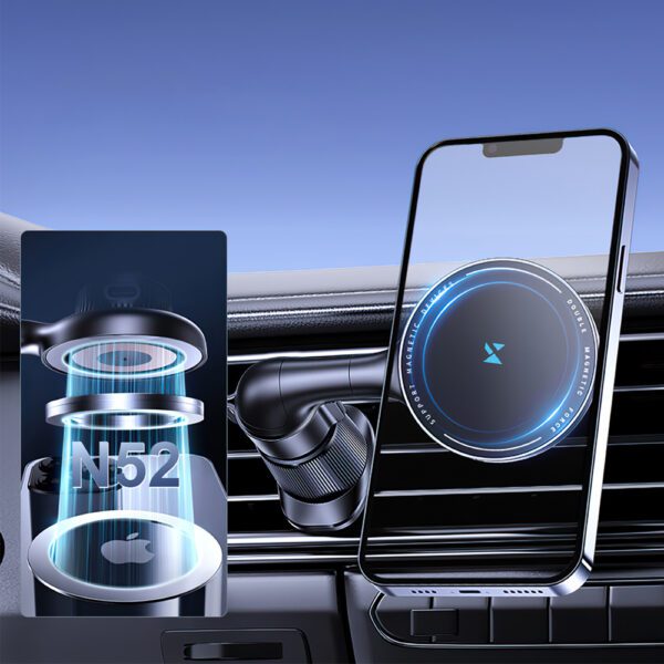 202932_7 Wozinsky WCT5-6S4Y Car Holder with Qi/MagSafe 15W Inductive Charger for Air Vent - Blackeng