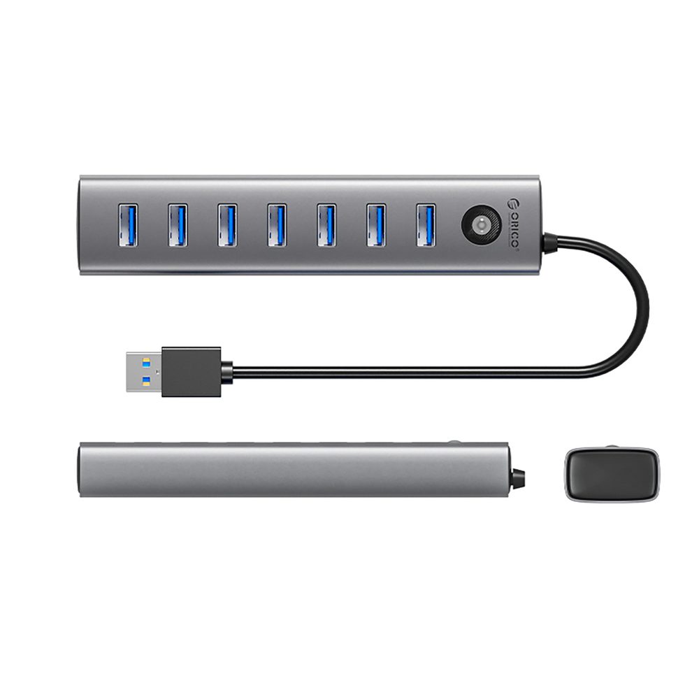 Orico CL7U-U3 hub 7x USB-A 3.0 + USB-C 5V/3A 1m - grayeng