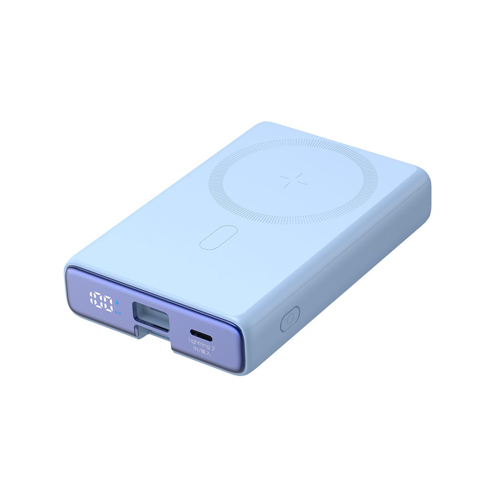 Powerbank Joyroom JR-PBM01 magnetic 10000mAh 20W with stand + Lightning cable - USB-C - blueeng