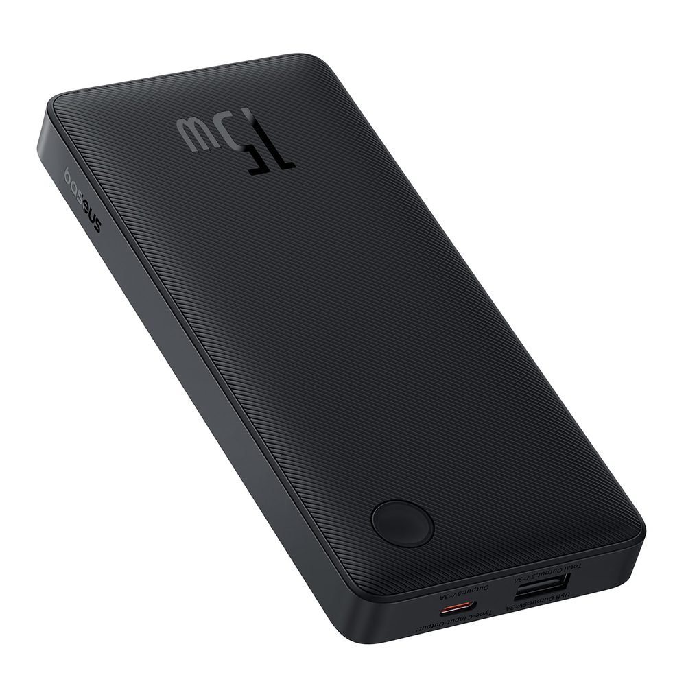 Powerbank Baseus Airpow Lite 10000mAh 15W z kablem Baseus Simple USB-C 30 cm - czarnypol