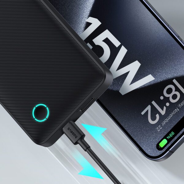 Powerbank Baseus Airpow Lite 10000mAh 15W z kablem Baseus Simple USB-C 30 cm - czarnypol