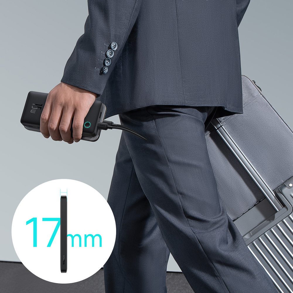 Powerbank Baseus Airpow Lite 10000mAh 15W z kablem Baseus Simple USB-C 30 cm - czarnypol