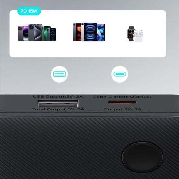 Powerbank Baseus Airpow Lite 10000mAh 15W z kablem Baseus Simple USB-C 30 cm - czarnypol