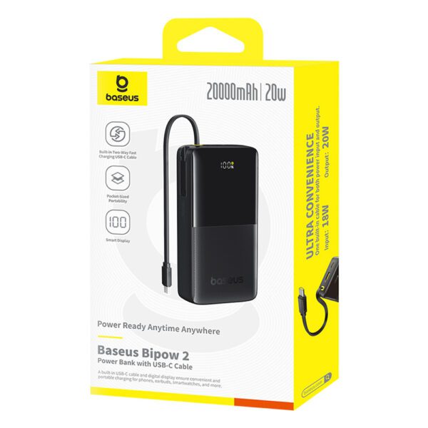 203124_6 Powerbank Baseus Bipow 2 20000mah 20W z cyfrowym wyświetlaczem z wbudowanym kablem USB-C - czarnypol