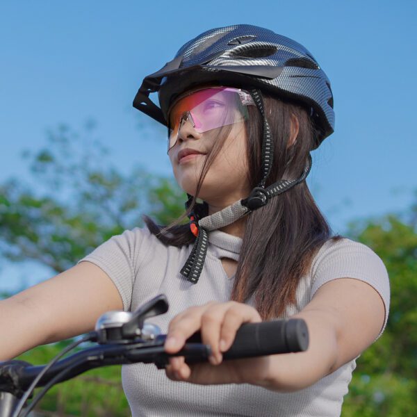 Rockbros Cycling Glasses Photochromic, with UV Protection and Corrective Insert, Clear - Purpleeng