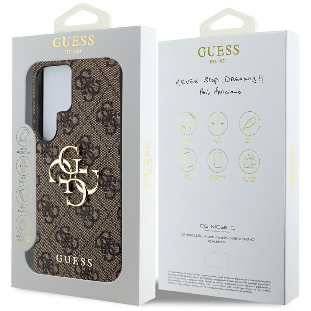 203131_8 Guess Big 4G Logo Classic Logo Case for Samsung Galaxy S25 Ultra Browneng