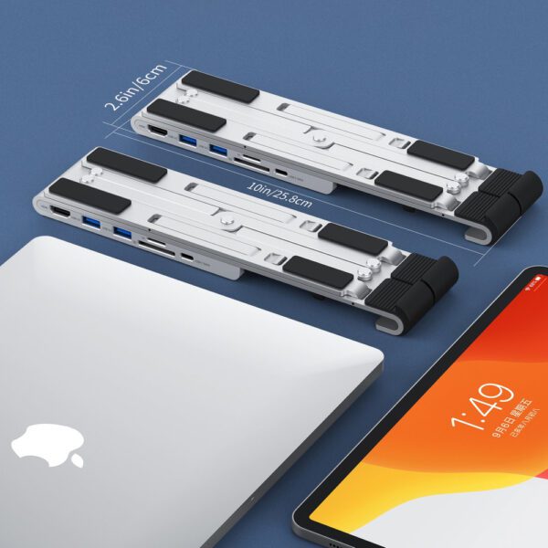 203132_5 Choetech stand multifunctional station for laptop PD / USB-C HDMI (4K / 30Hz) / 2xUSB-A / 1xUSB-C / 1xSD / 1xTF black (HUB-M43)eng