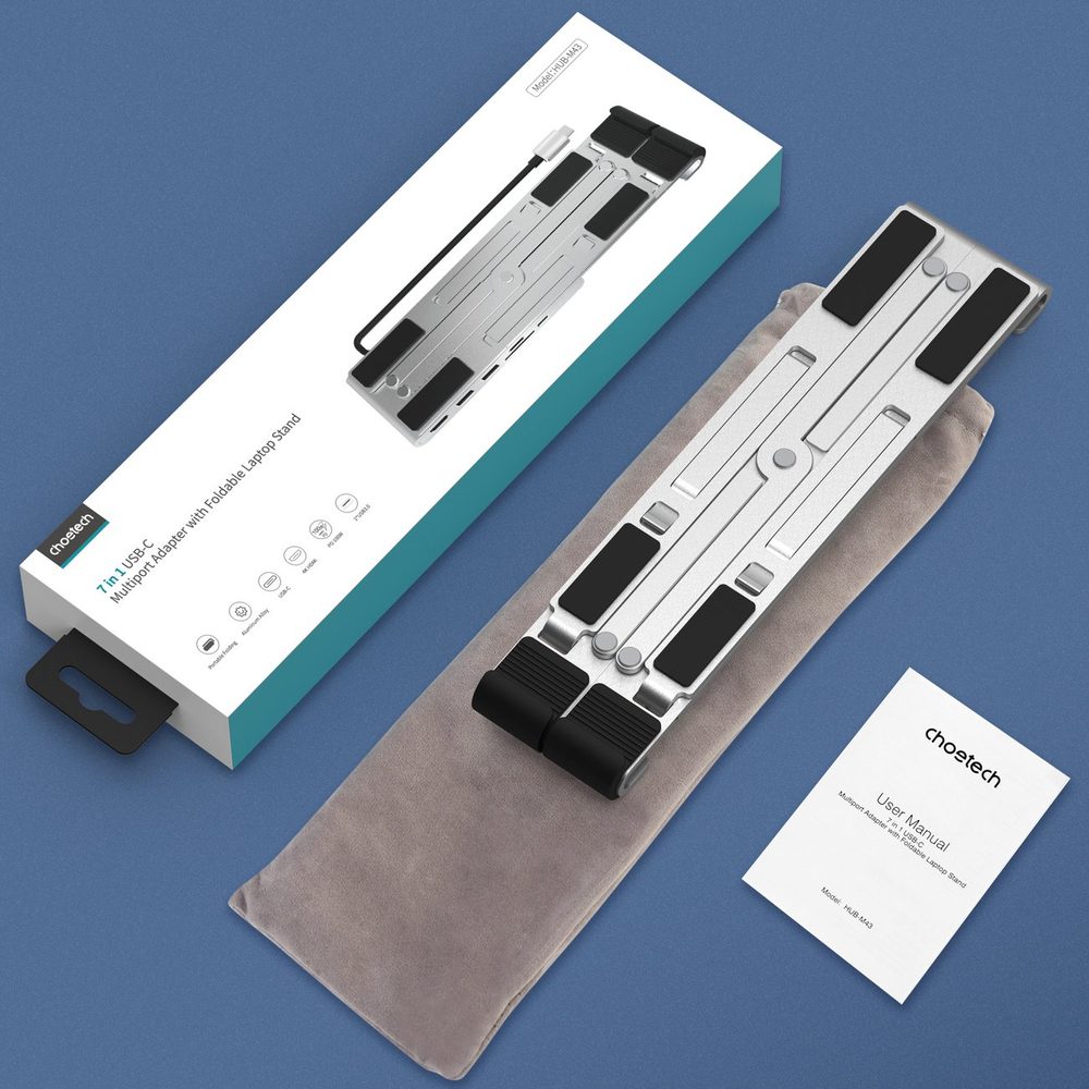 203132_9 Choetech stand multifunctional station for laptop PD / USB-C HDMI (4K / 30Hz) / 2xUSB-A / 1xUSB-C / 1xSD / 1xTF black (HUB-M43)eng