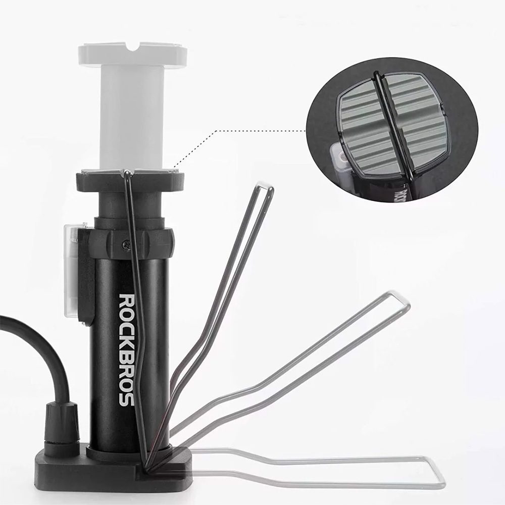 Rockbros 42610002001 floor bicycle pump with pressure gauge - blackeng