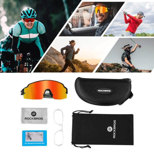 203145_3 Rockbros Cycling Glasses Photochromic UV Protection with Corrective Insert Orange Lenses - Blackeng
