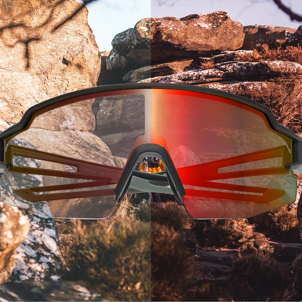 203145_4 Rockbros Cycling Glasses Photochromic UV Protection with Corrective Insert Orange Lenses - Blackeng