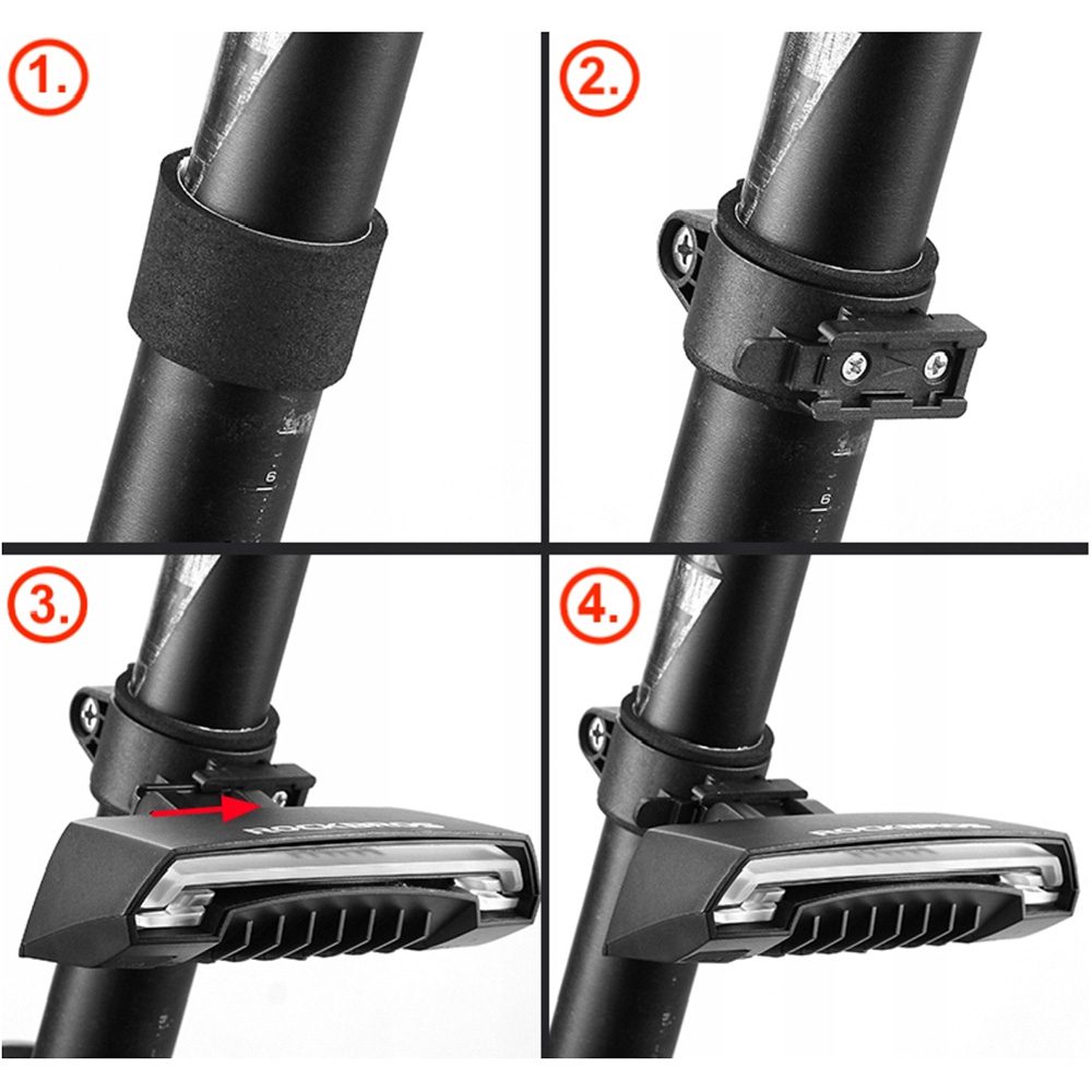 Rockbros LKWD-R1 Rear Bike Light with Laser and Remote Control + Micro USB - USB-A Cable - Blackeng