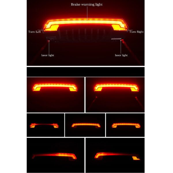 Rockbros LKWD-R1 Rear Bike Light with Laser and Remote Control + Micro USB - USB-A Cable - Blackeng