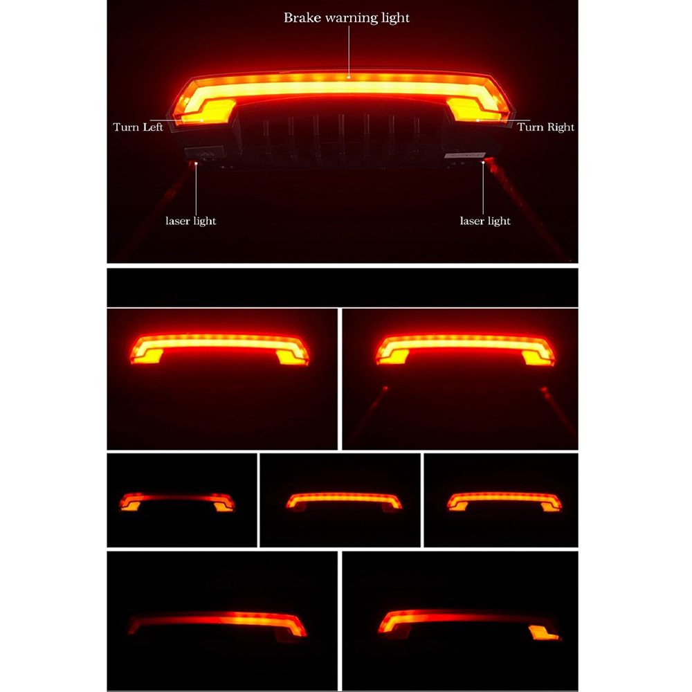 Rockbros LKWD-R1 Rear Bike Light with Laser and Remote Control + Micro USB - USB-A Cable - Blackeng
