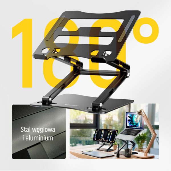 203152_20 Wozinsky WRS-CPY75DSB Aluminum Laptop and Tablet Stand + Free Smartphone Stand - Blackeng