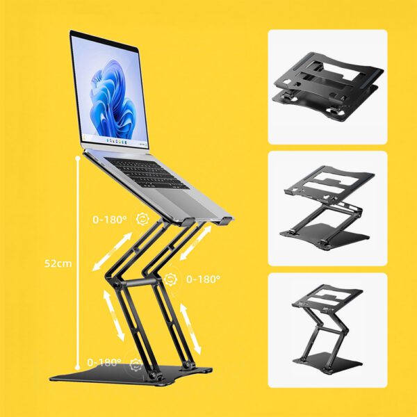 203152_21 Wozinsky WRS-CPY75DSB Aluminum Laptop and Tablet Stand + Free Smartphone Stand - Blackeng