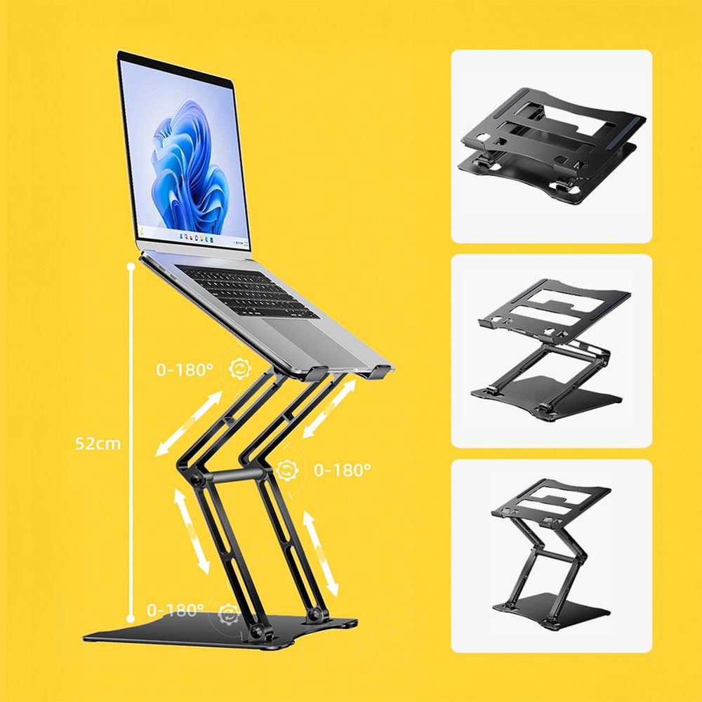 203152_21 Wozinsky WRS-CPY75DSB Aluminum Laptop and Tablet Stand + Free Smartphone Stand - Blackeng
