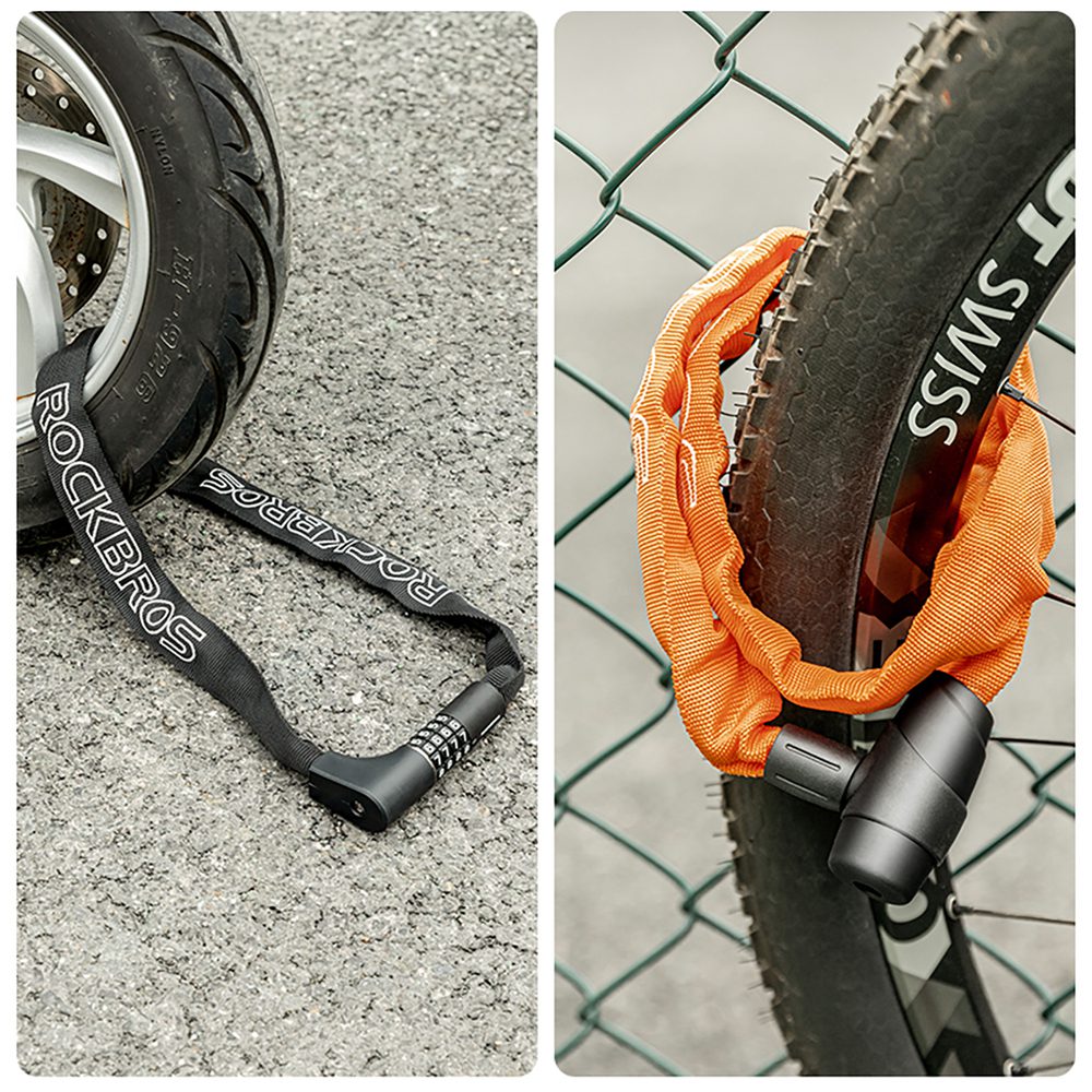 Rockbros 3230002001 bicycle lock with combination and key - blackeng