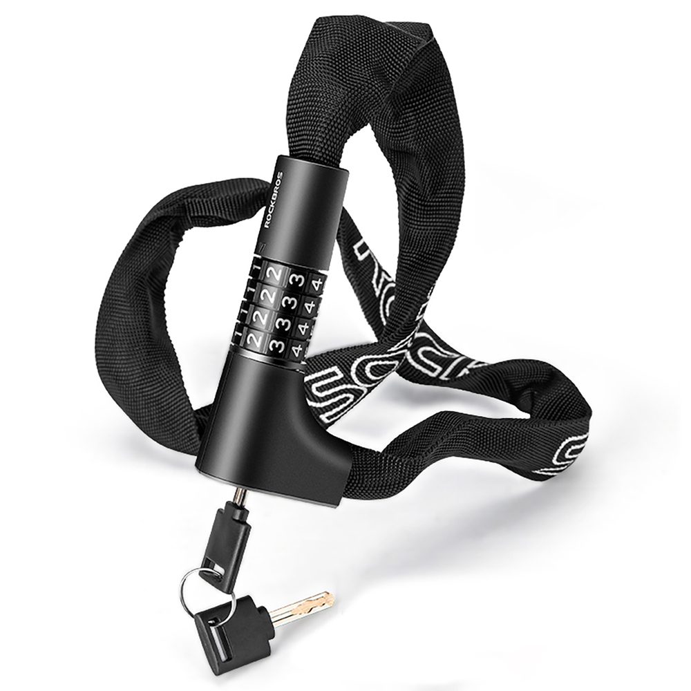 Rockbros 3230002001 bicycle lock with combination and key - blackeng