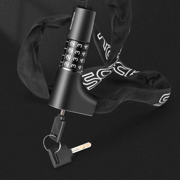 Rockbros 3230002001 bicycle lock with combination and key - blackeng
