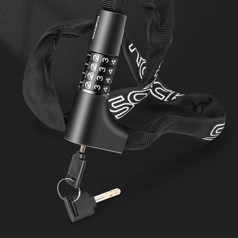 Rockbros 3230002001 bicycle lock with combination and key - blackeng