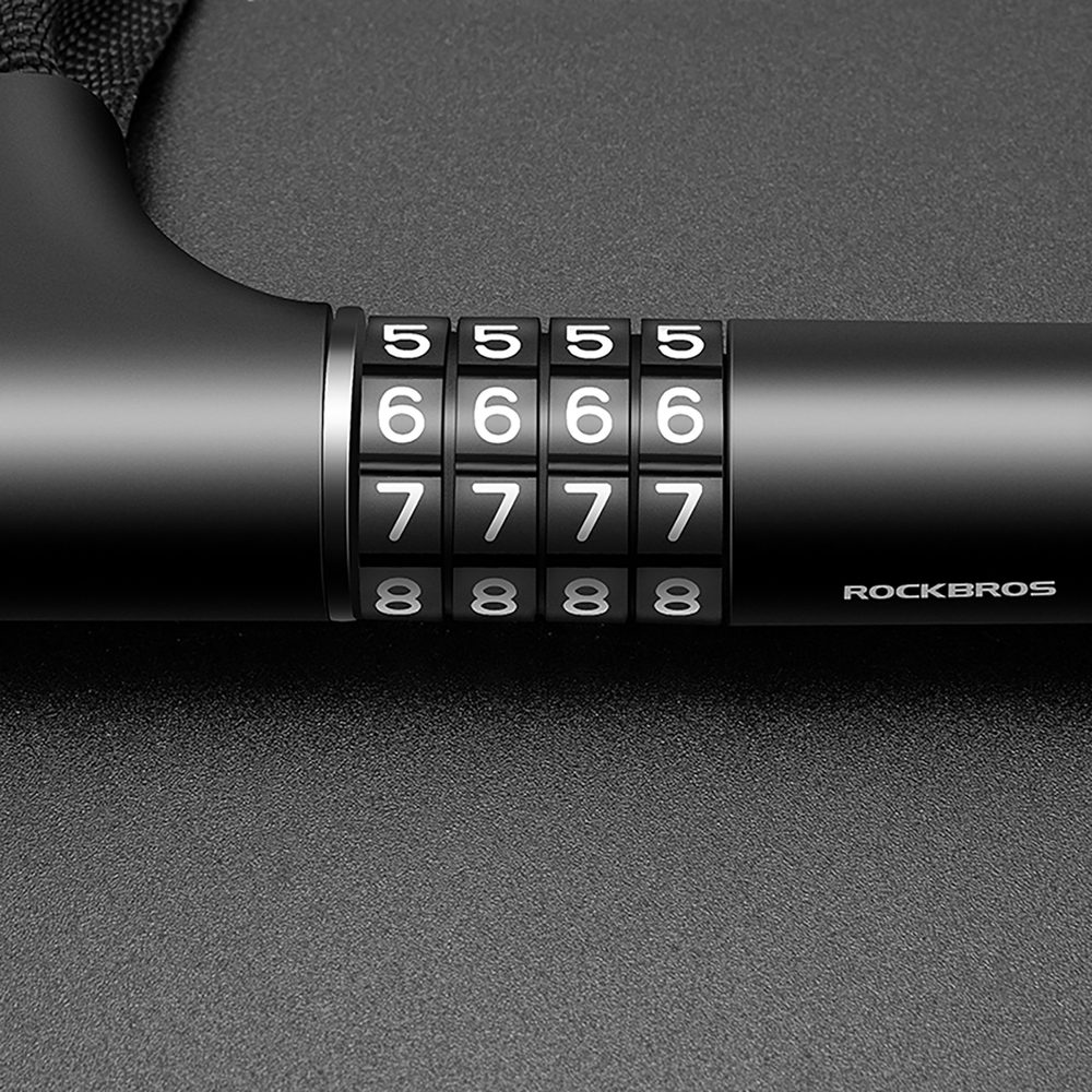 Rockbros 3230002001 bicycle lock with combination and key - blackeng