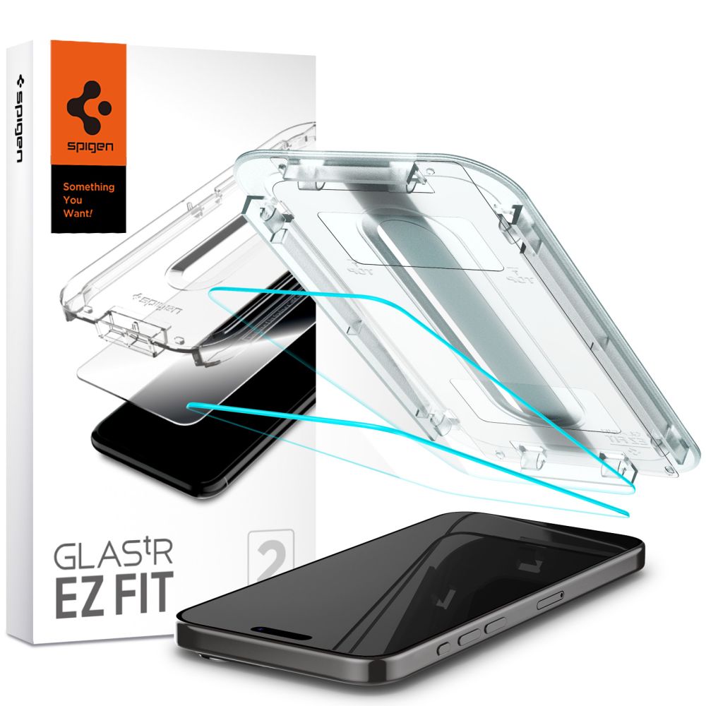 Spigen Glas.tR EZ Fit tempered glass for iPhone 15 Pro - 2 pcs.eng