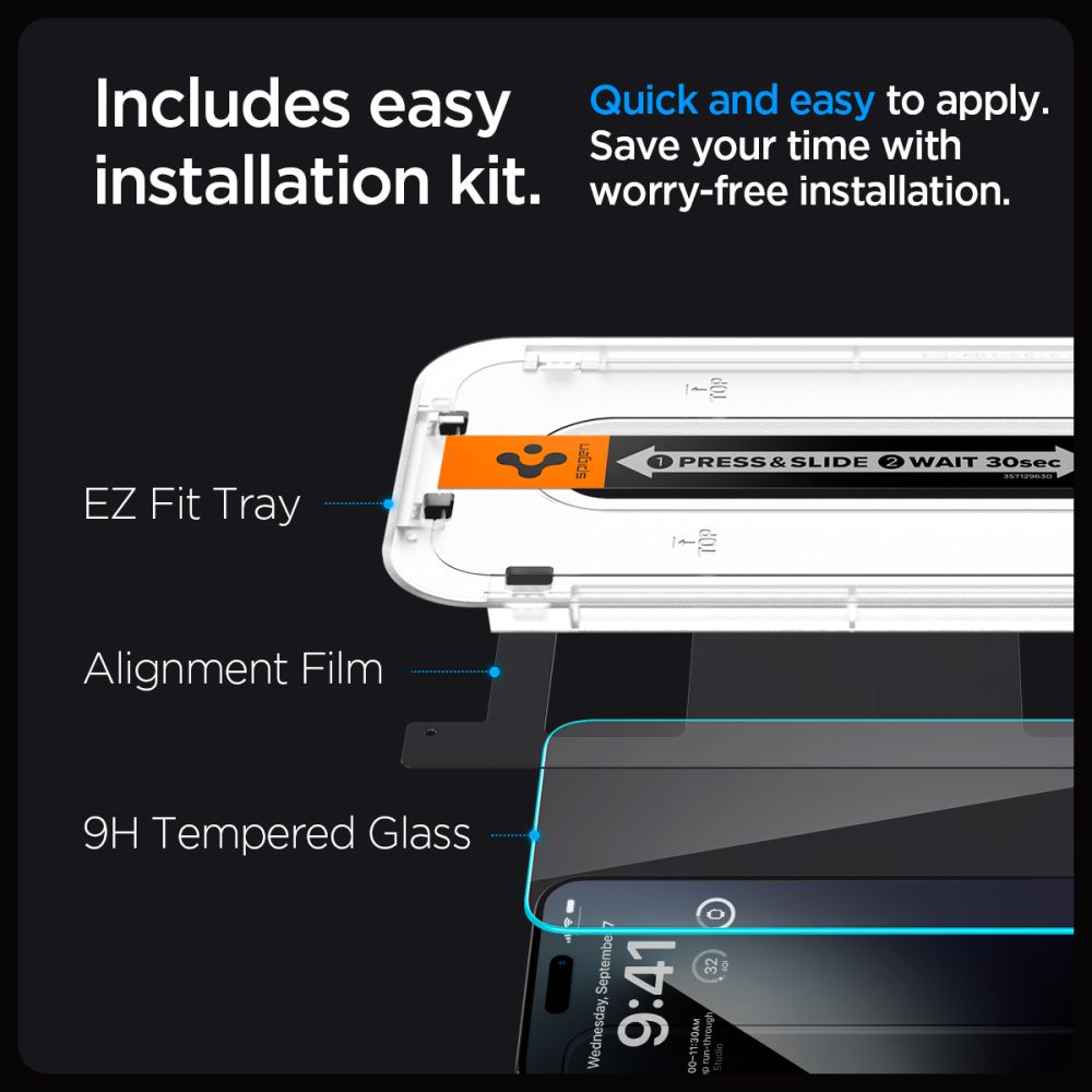Spigen Glas.tR EZ Fit tempered glass for iPhone 15 Pro - 2 pcs.eng
