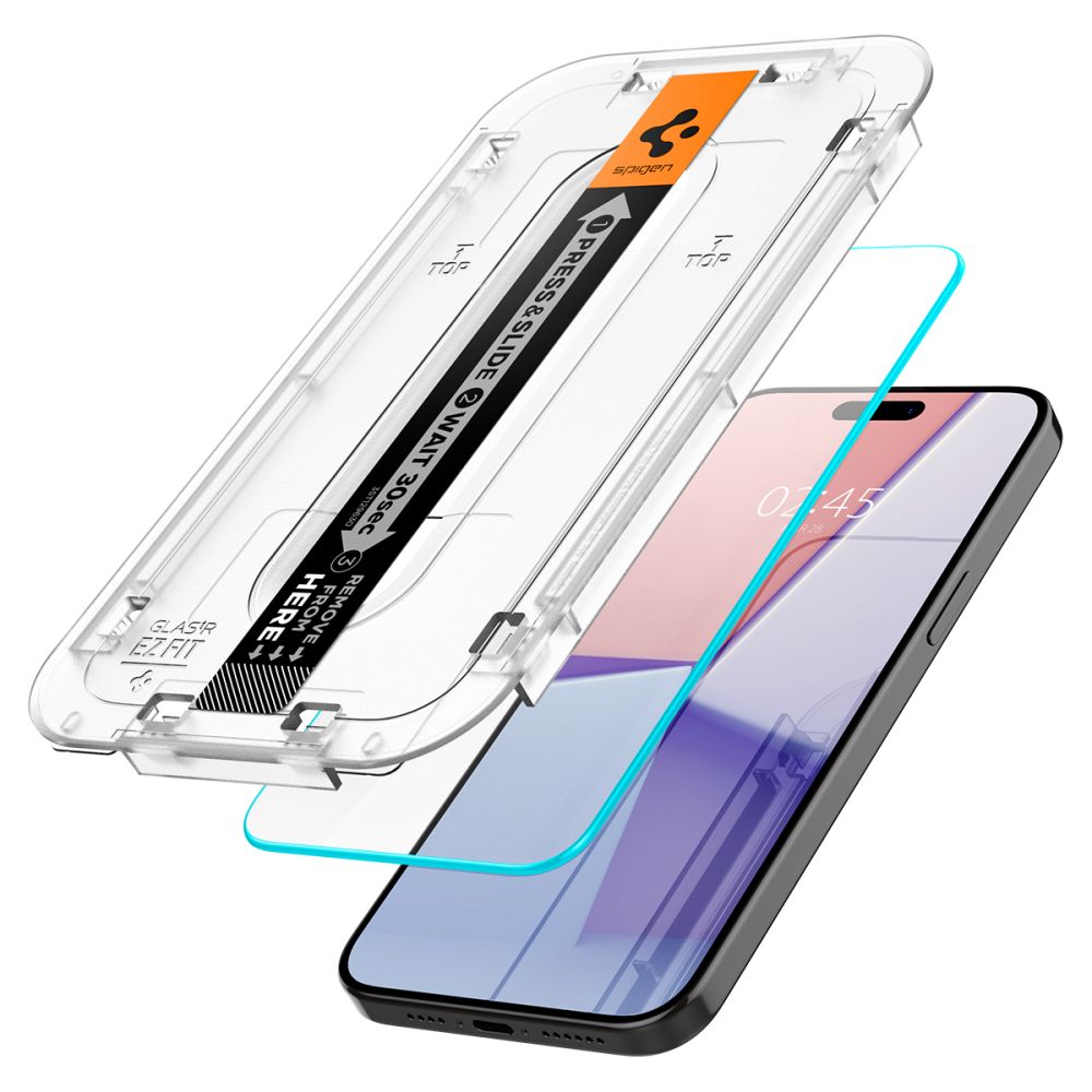 Spigen Glas.tR EZ Fit tempered glass for iPhone 15 Pro - 2 pcs.eng