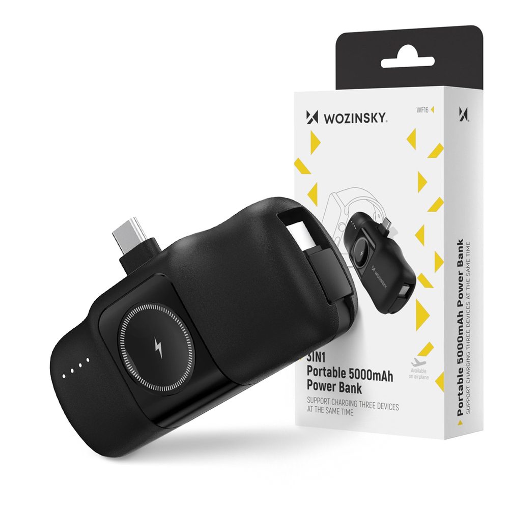 203319_16 Wozinsky WF16-YCS 5000mAh 15W USB-C Mini Power Bank with Built-in USB-C Cable and Apple Watch Charger - Blackeng