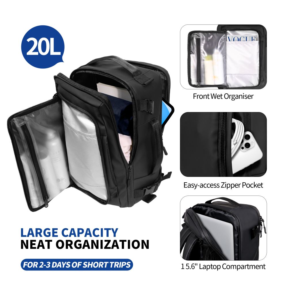 CREATOR: gd-jpeg v1.0 (using IJG JPEG v62), quality = 80 Tech-Protect Defender S50 Backpack for Ryanair & Wizzar, 20L Laptop - Blackeng
