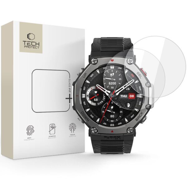 CREATOR: gd-jpeg v1.0 (using IJG JPEG v62), quality = 80 Tech-Protect Glass Fit+ 2-pack Tempered Glass Amazfit T-Rex 3 Pro 48mm - Transparenteng