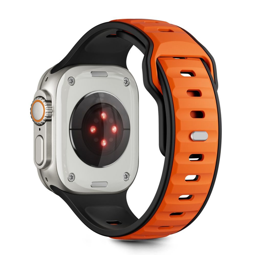 Unsupported UNICODE string Tech-Protect IconBand Line Strap for Apple Watch 44 / 45 / 46 / 49 mm - Black and Orangeeng