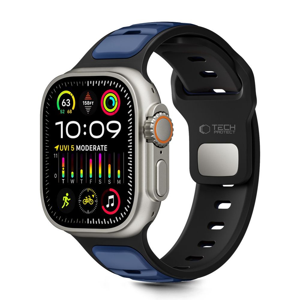 Unsupported UNICODE string Tech-Protect IconBand Line Strap for Apple Watch 44 / 45 / 46 / 49 mm - Black and Navy Blueeng