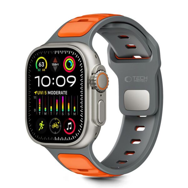 Unsupported UNICODE string Tech-Protect IconBand Line Strap for Apple Watch 44 / 45 / 46 / 49 mm - Gray-Orangeeng